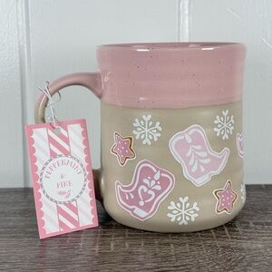 NEW Peppermint & Pine Cowgirl Boots Snowflake Christmas Mug